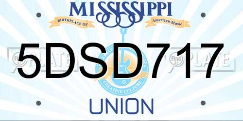 5DSD717 Mississippi License Plate