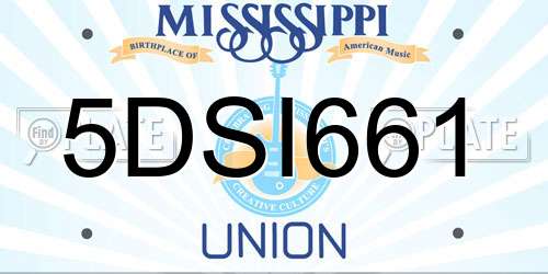 5DSI661 Mississippi License Plate