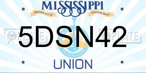 5DSN42 Mississippi License Plate