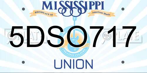 5DSO717 Mississippi License Plate