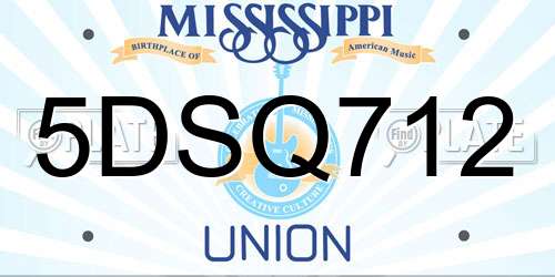 5DSQ712 Mississippi License Plate
