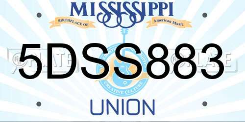 5DSS883 Mississippi License Plate