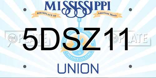 5DSZ11 Mississippi License Plate
