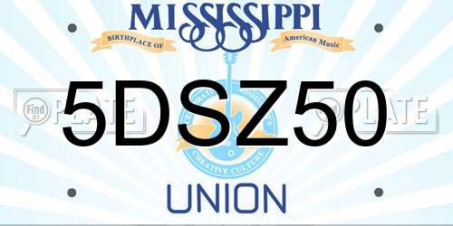 5DSZ50 Mississippi License Plate