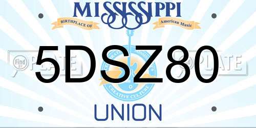 5DSZ80 Mississippi License Plate