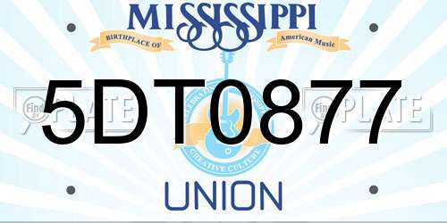 5DT0877 Mississippi License Plate