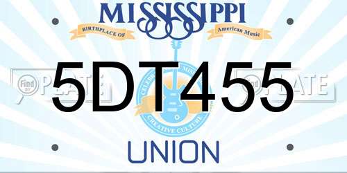 5DT455 Mississippi License Plate