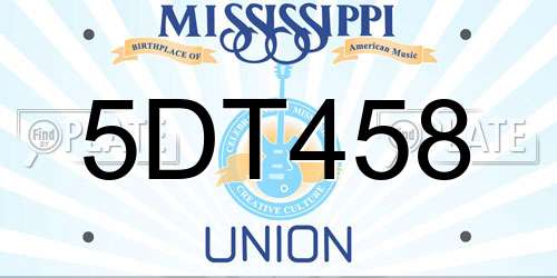 5DT458 Mississippi License Plate