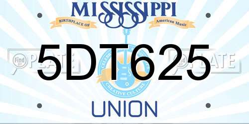 5DT625 Mississippi License Plate