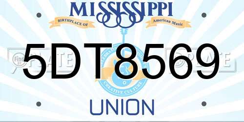 5DT8569 Mississippi License Plate
