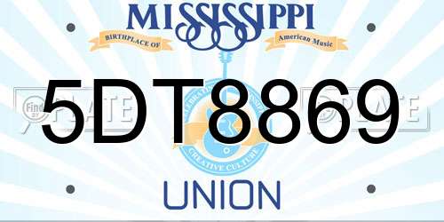 5DT8869 Mississippi License Plate