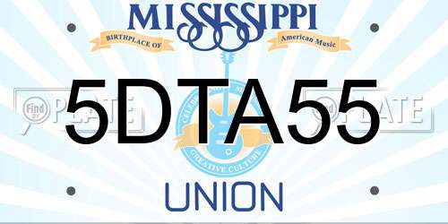 5DTA55 Mississippi License Plate