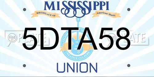 5DTA58 Mississippi License Plate