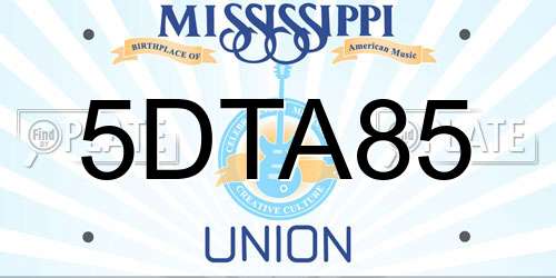 5DTA85 Mississippi License Plate