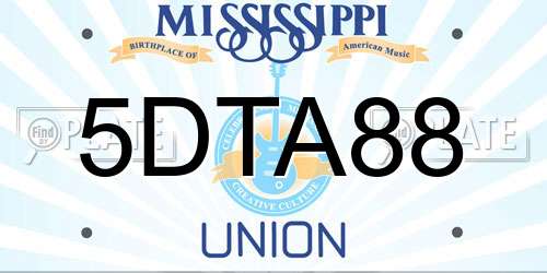 5DTA88 Mississippi License Plate