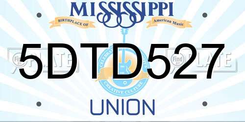 5DTD527 Mississippi License Plate