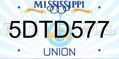 5DTD577 Mississippi License Plate