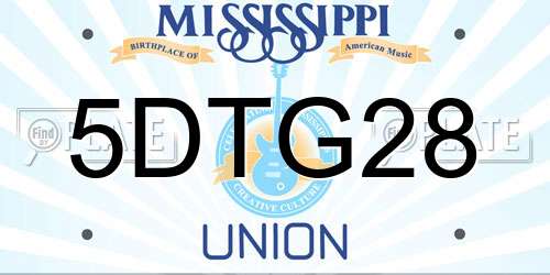 5DTG28 Mississippi License Plate