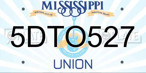 5DTO527 Mississippi License Plate