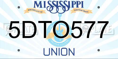 5DTO577 Mississippi License Plate