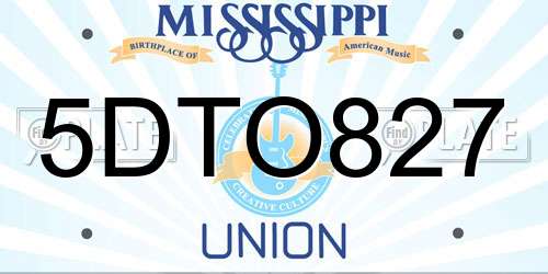 5DTO827 Mississippi License Plate