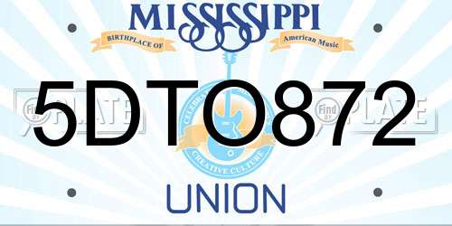 5DTO872 Mississippi License Plate