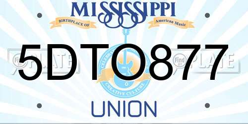 5DTO877 Mississippi License Plate