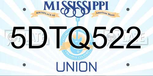 5DTQ522 Mississippi License Plate