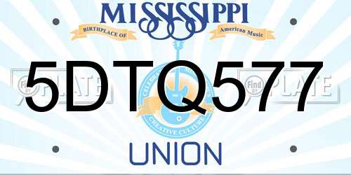 5DTQ577 Mississippi License Plate