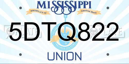 5DTQ822 Mississippi License Plate