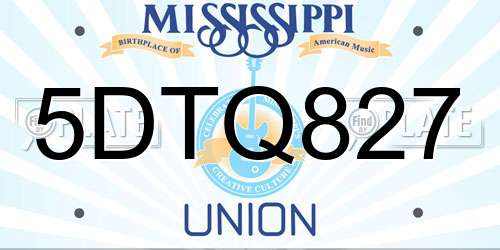 5DTQ827 Mississippi License Plate