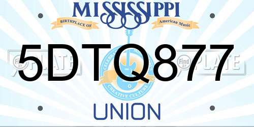 5DTQ877 Mississippi License Plate