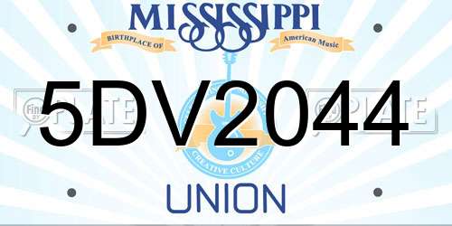 5DV2044 Mississippi License Plate