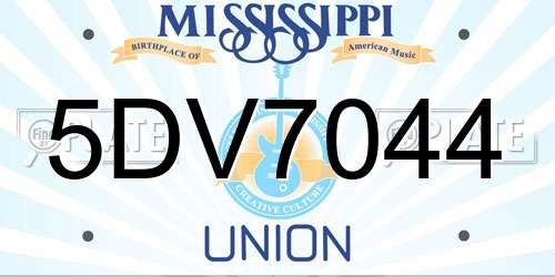 5DV7044 Mississippi License Plate