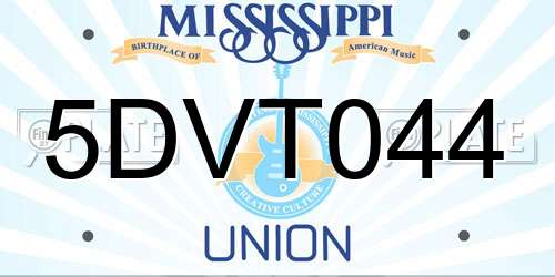 5DVT044 Mississippi License Plate