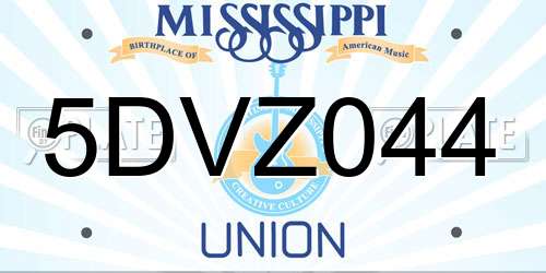 5DVZ044 Mississippi License Plate
