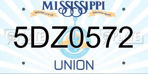 5DZ0572 Mississippi License Plate