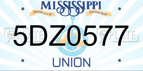 5DZ0577 Mississippi License Plate