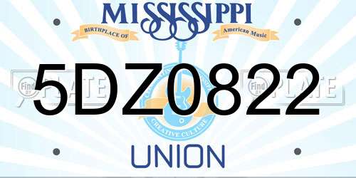 5DZ0822 Mississippi License Plate