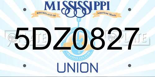 5DZ0827 Mississippi License Plate