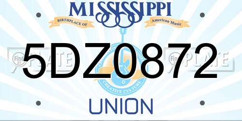 5DZ0872 Mississippi License Plate