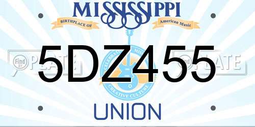 5DZ455 Mississippi License Plate