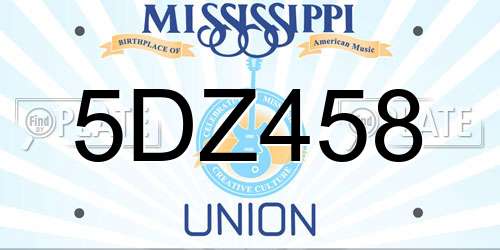 5DZ458 Mississippi License Plate