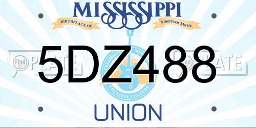 5DZ488 Mississippi License Plate