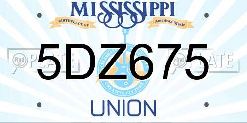 5DZ675 Mississippi License Plate