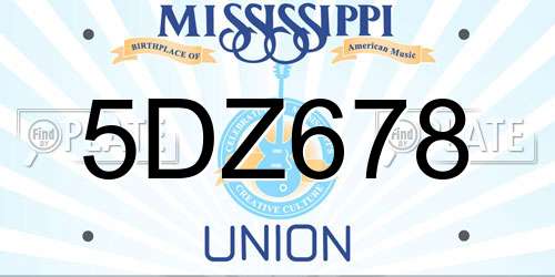 5DZ678 Mississippi License Plate