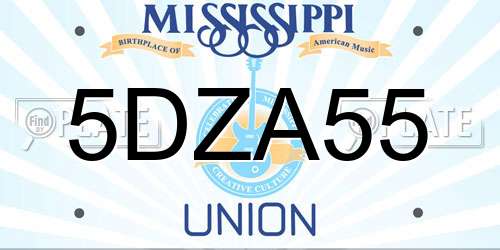 5DZA55 Mississippi License Plate