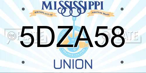 5DZA58 Mississippi License Plate