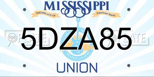 5DZA85 Mississippi License Plate