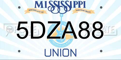 5DZA88 Mississippi License Plate